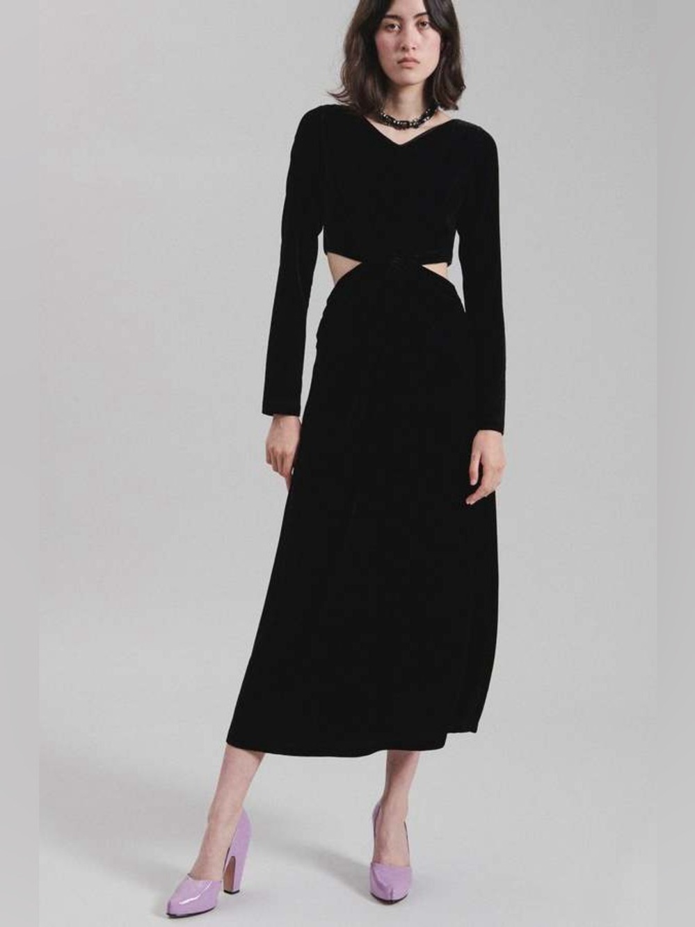 Rachel Comey Black Long Sleeve Cutout Midi Dress